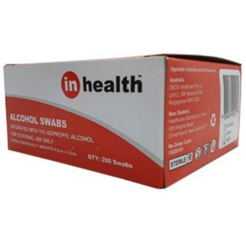 In Health 200PK Alcohol Cleansing Swabs - main product image